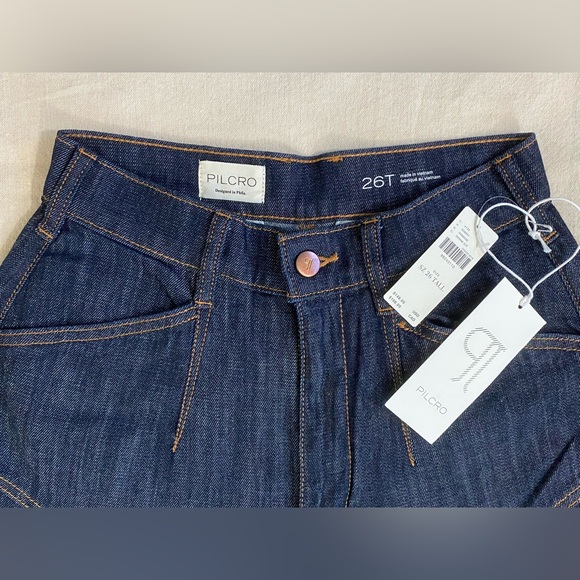 Pilcro Seamed Flounce High Rise Wide Jeans NWT - Picture 6 of 14